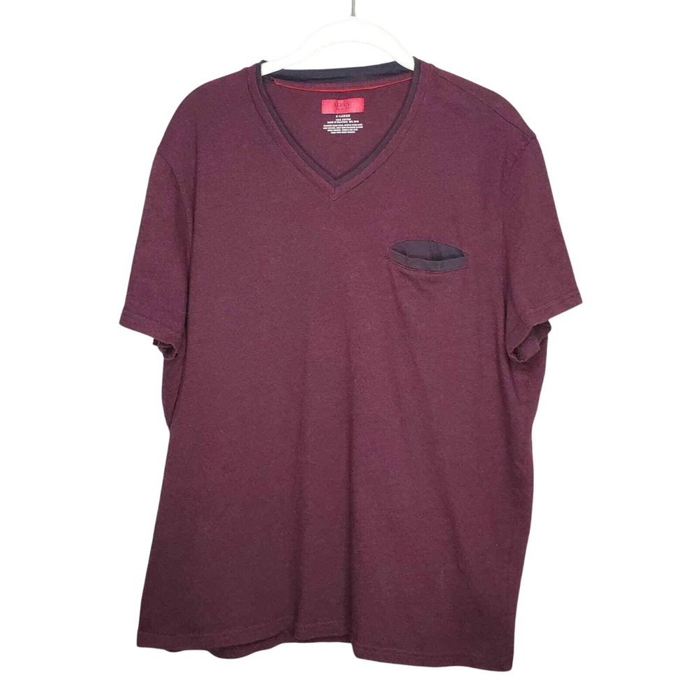Alfani T-Shirt Men's‎ Size XL Maroon Red Short Sleeve Slim Fit Tee Pocket Casual